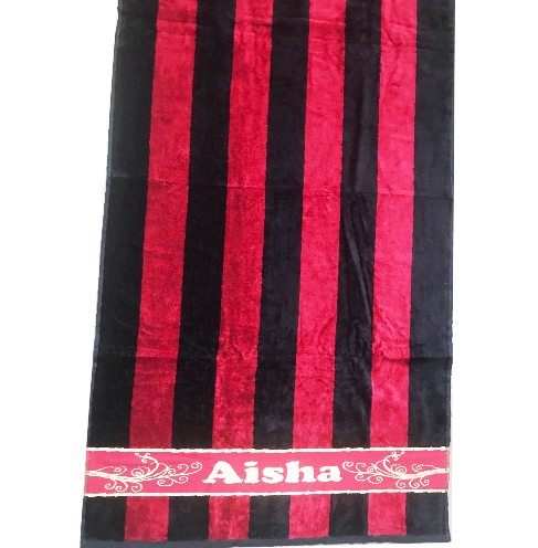 Махровое полотенце Полоса бордо фото