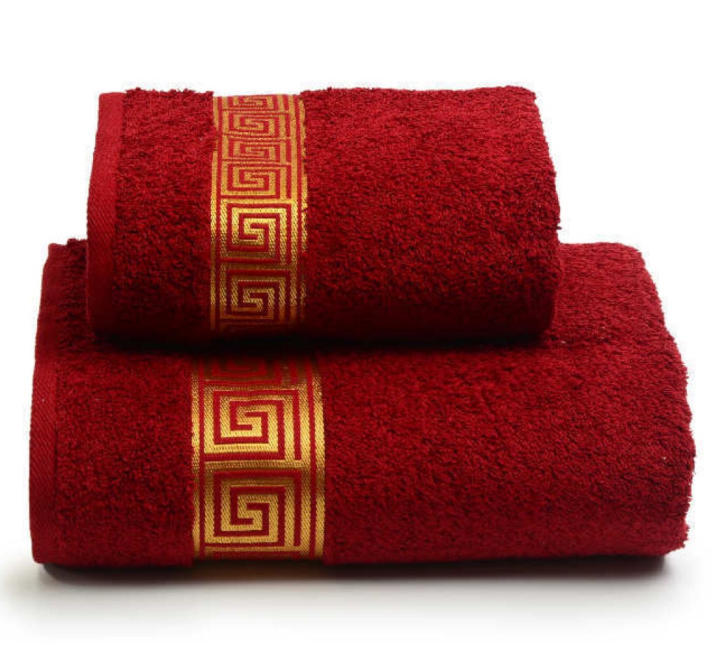 Махровое полотенце Золотая кайма Бордо фото