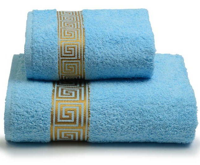 Махровое полотенце Золотая кайма Голубой фото