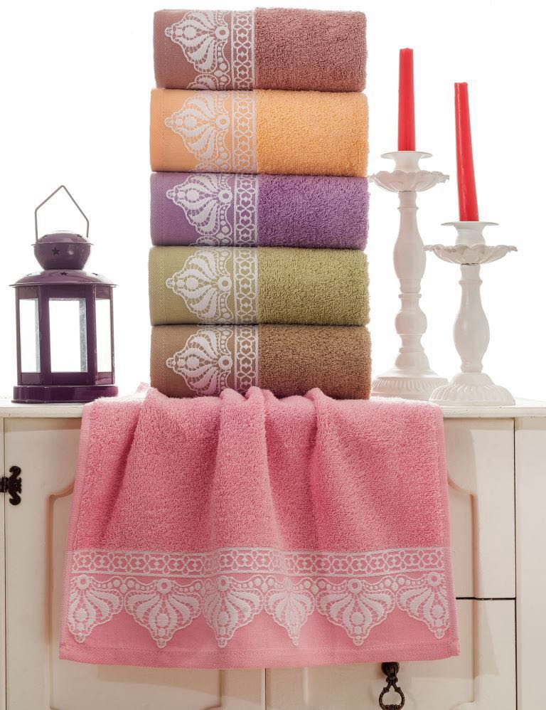 Махровое полотенце кружевной бордюр фото