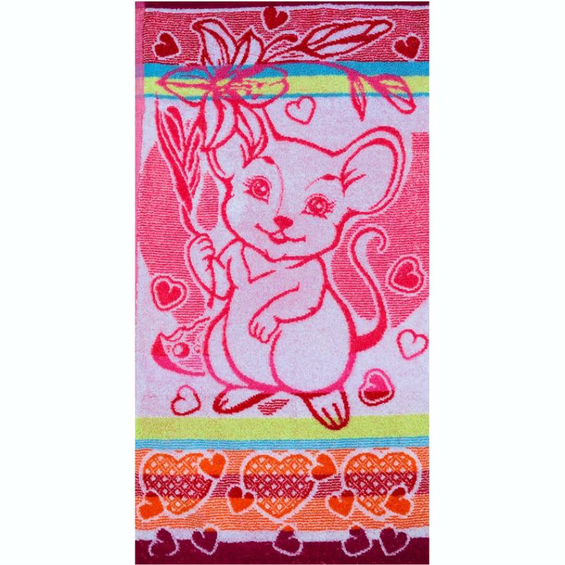 Махровое полотенце Мышка с цветком 5728 фото