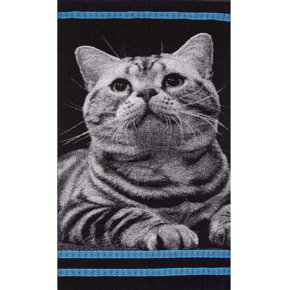 Махровое полотенце Котик 3D с добби 3875 фото