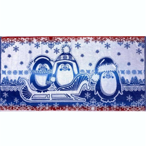 Махровое полотенце Пингвины на санях 4895 фото